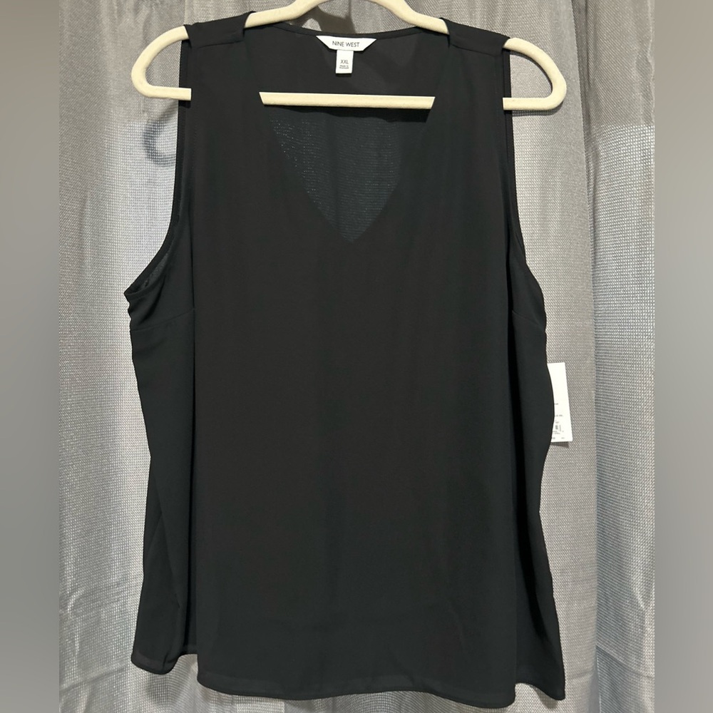 Nine West V-Neck Shell Blouse - Black